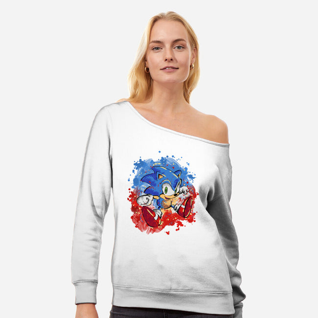 Hedgehog Paint-Womens-Off Shoulder-Sweatshirt-nickzzarto