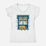 Relax On Window-Womens-V-Neck-Tee-FunkVampire