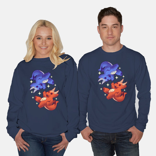 Fire And Water Dragons-Unisex-Crew Neck-Sweatshirt-FunkVampire
