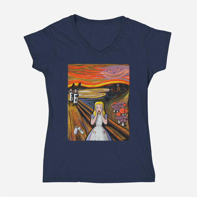 Alice In Screamland-Womens-V-Neck-Tee-NMdesign