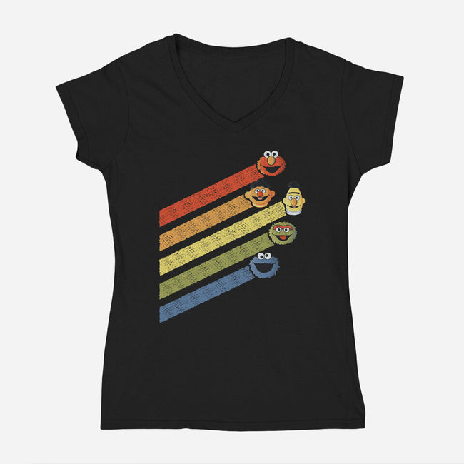Retro Sesame-Womens-V-Neck-Tee-NMdesign