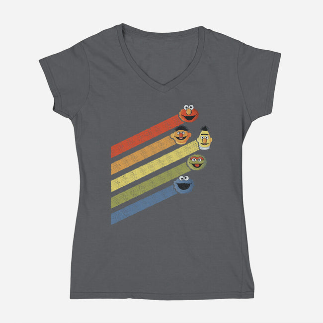 Retro Sesame-Womens-V-Neck-Tee-NMdesign