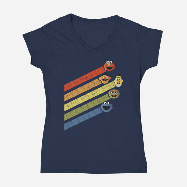 Retro Sesame-Womens-V-Neck-Tee-NMdesign