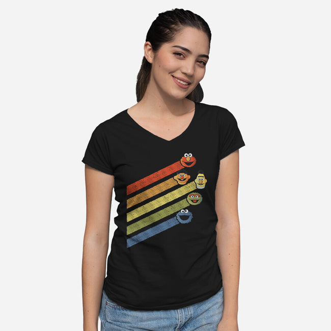 Retro Sesame-Womens-V-Neck-Tee-NMdesign