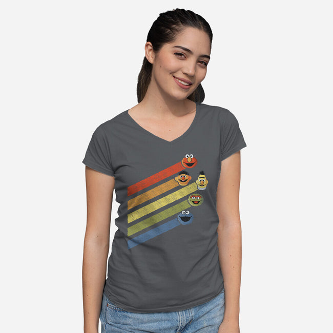 Retro Sesame-Womens-V-Neck-Tee-NMdesign