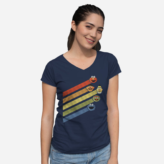 Retro Sesame-Womens-V-Neck-Tee-NMdesign