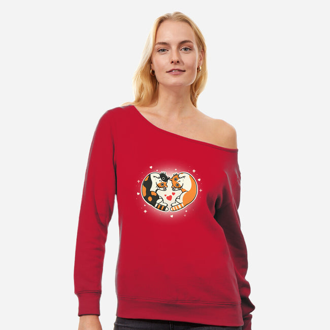 The Meow Lovers-Womens-Off Shoulder-Sweatshirt-Freecheese