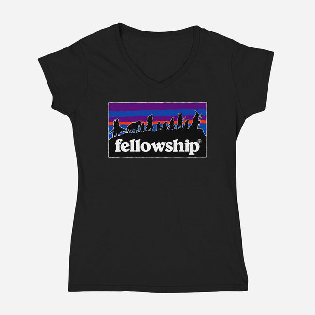 The Fellowship Badge-Womens-V-Neck-Tee-momma_gorilla