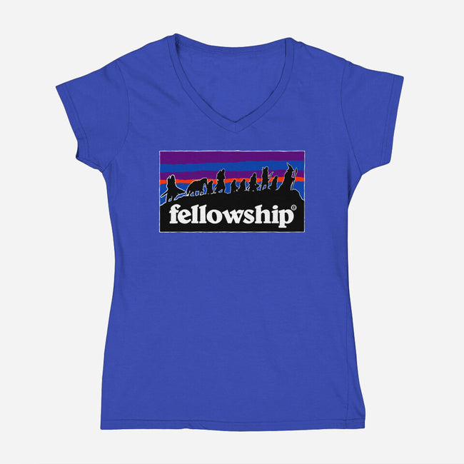 The Fellowship Badge-Womens-V-Neck-Tee-momma_gorilla