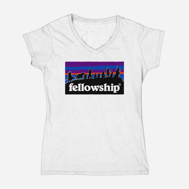 The Fellowship Badge-Womens-V-Neck-Tee-momma_gorilla