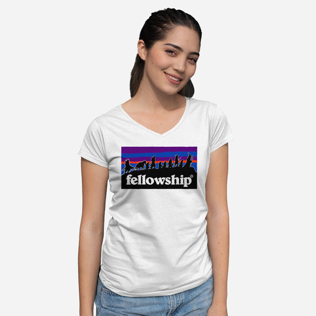 The Fellowship Badge-Womens-V-Neck-Tee-momma_gorilla