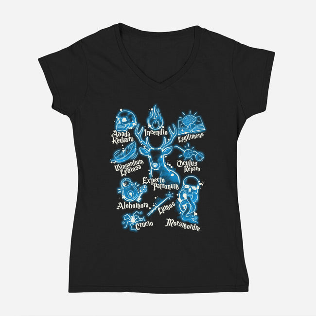 Magic Spells-Womens-V-Neck-Tee-NemiMakeit