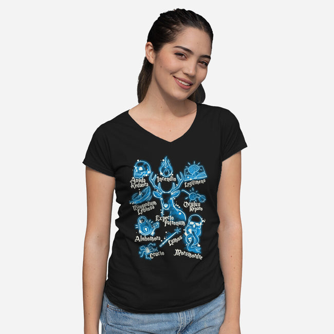 Magic Spells-Womens-V-Neck-Tee-NemiMakeit