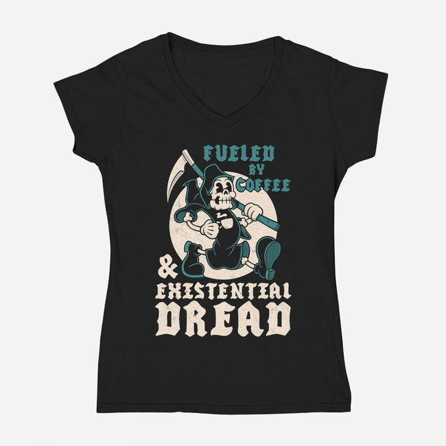 Fueled By Coffee And Existential Dread-Womens-V-Neck-Tee-Nemons