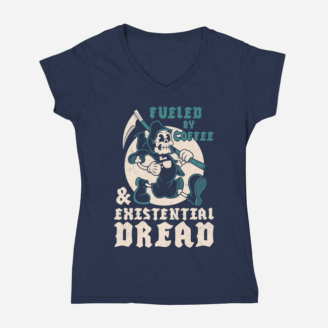 Fueled By Coffee And Existential Dread-Womens-V-Neck-Tee-Nemons