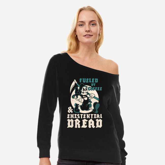 Fueled By Coffee And Existential Dread-Womens-Off Shoulder-Sweatshirt-Nemons