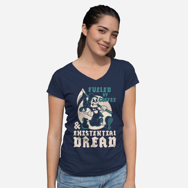 Fueled By Coffee And Existential Dread-Womens-V-Neck-Tee-Nemons