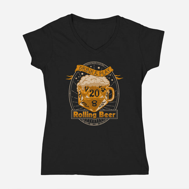 Rolling Beer-Womens-V-Neck-Tee-Getsousa!