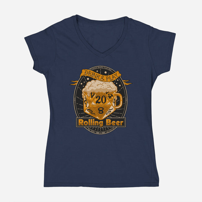 Rolling Beer-Womens-V-Neck-Tee-Getsousa!