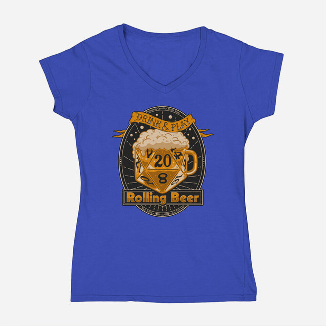 Rolling Beer-Womens-V-Neck-Tee-Getsousa!