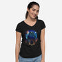 Droid Night-Womens-V-Neck-Tee-dandingeroz