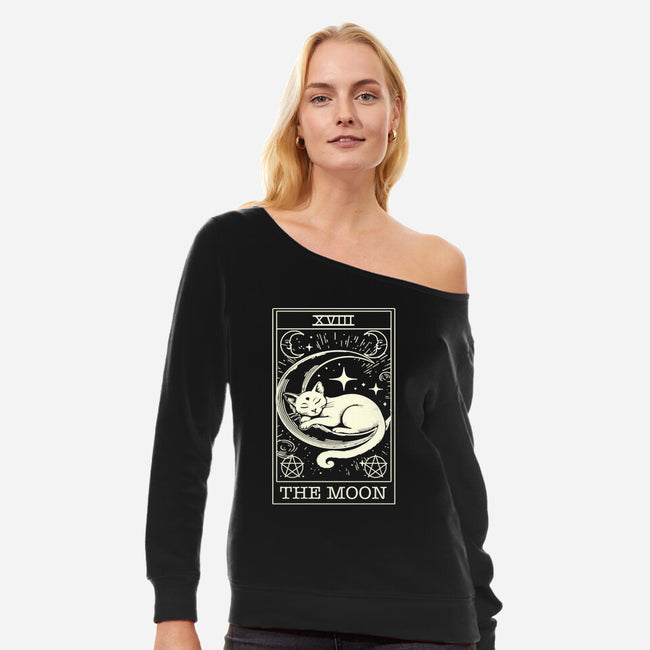 The Moon Tarot Card-Womens-Off Shoulder-Sweatshirt-fanfabio