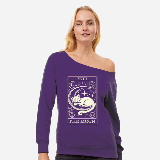 The Moon Tarot Card-Womens-Off Shoulder-Sweatshirt-fanfabio