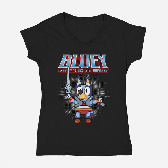 Bluey And The Masters Of The Universe-Womens-V-Neck-Tee-JamesQJO