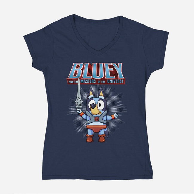 Bluey And The Masters Of The Universe-Womens-V-Neck-Tee-JamesQJO