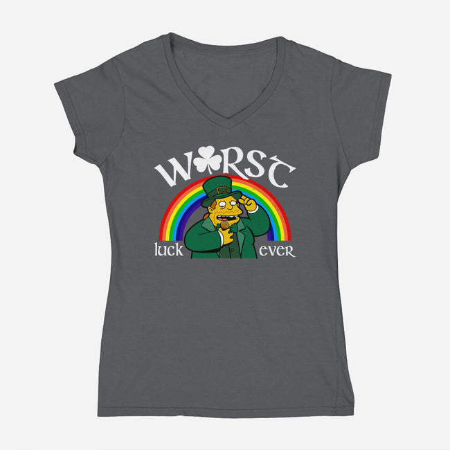 Worst Luck Ever-Womens-V-Neck-Tee-Boggs Nicolas