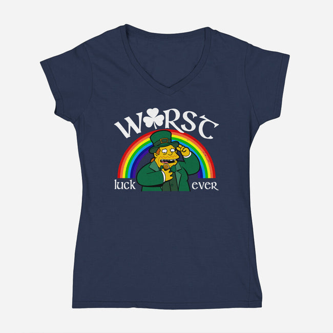 Worst Luck Ever-Womens-V-Neck-Tee-Boggs Nicolas