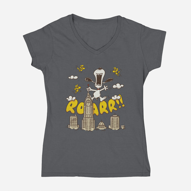 Beagle Kong-Womens-V-Neck-Tee-Getsousa!