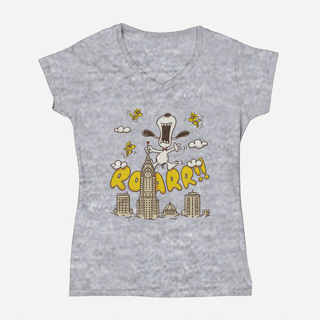 Beagle Kong-Womens-V-Neck-Tee-Getsousa!