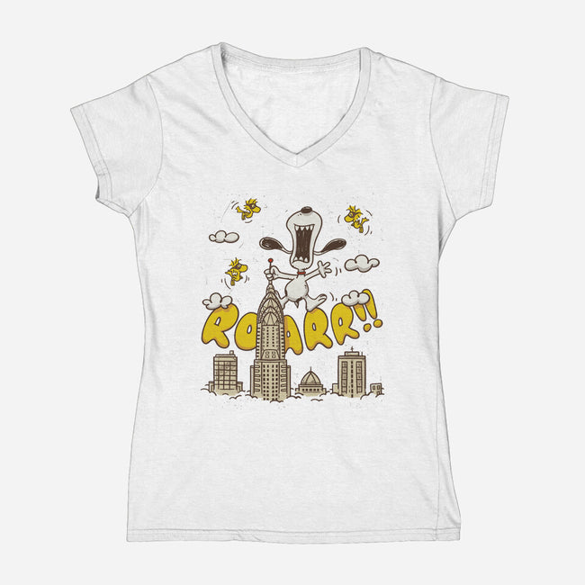 Beagle Kong-Womens-V-Neck-Tee-Getsousa!