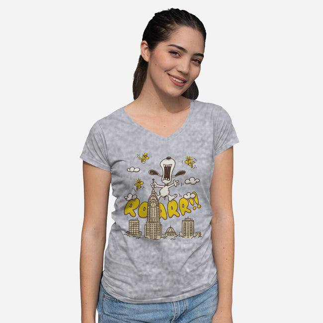 Beagle Kong-Womens-V-Neck-Tee-Getsousa!