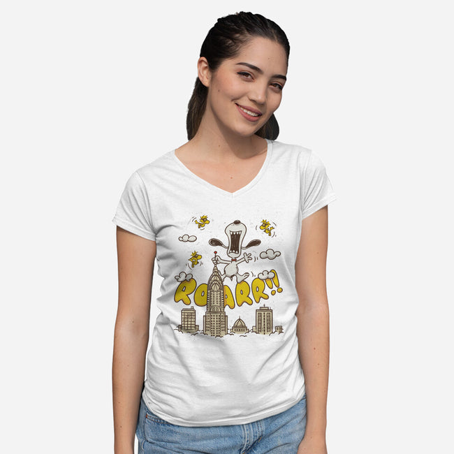 Beagle Kong-Womens-V-Neck-Tee-Getsousa!