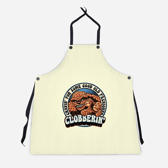 Good Old Clobberin-Unisex-Kitchen-Apron-momma_gorilla