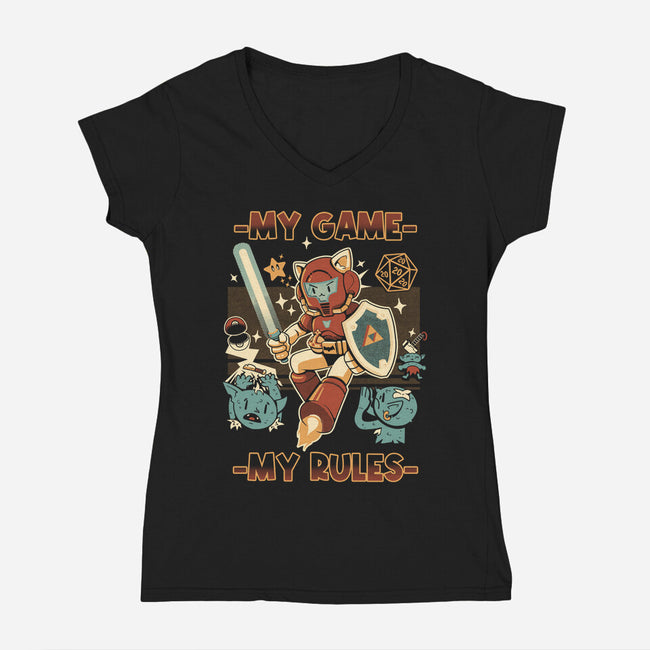 My Game My Rules-Womens-V-Neck-Tee-Heyra Vieira