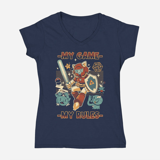 My Game My Rules-Womens-V-Neck-Tee-Heyra Vieira