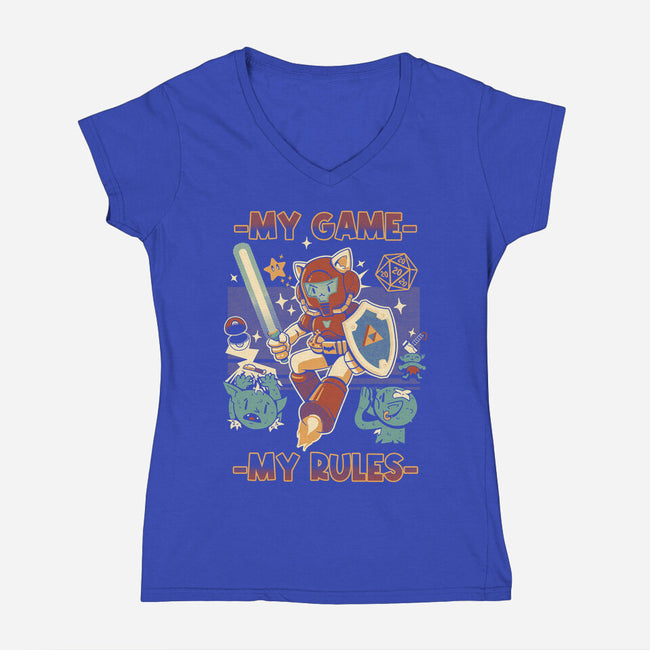 My Game My Rules-Womens-V-Neck-Tee-Heyra Vieira