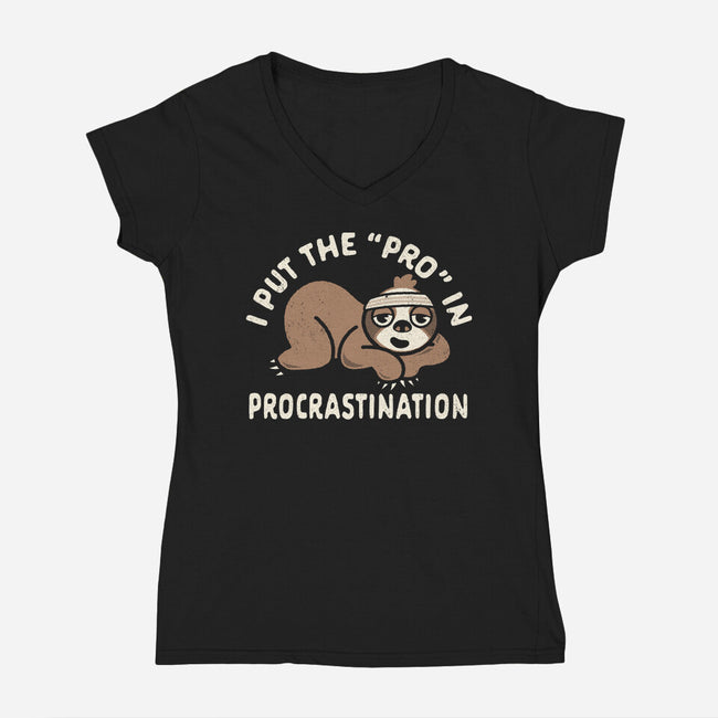 The Pro In Procrastination-Womens-V-Neck-Tee-Nemons