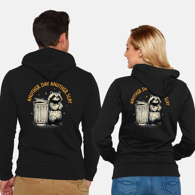 Another Day Another Slay Raccoon-Unisex-Zip-Up-Sweatshirt-dandingeroz