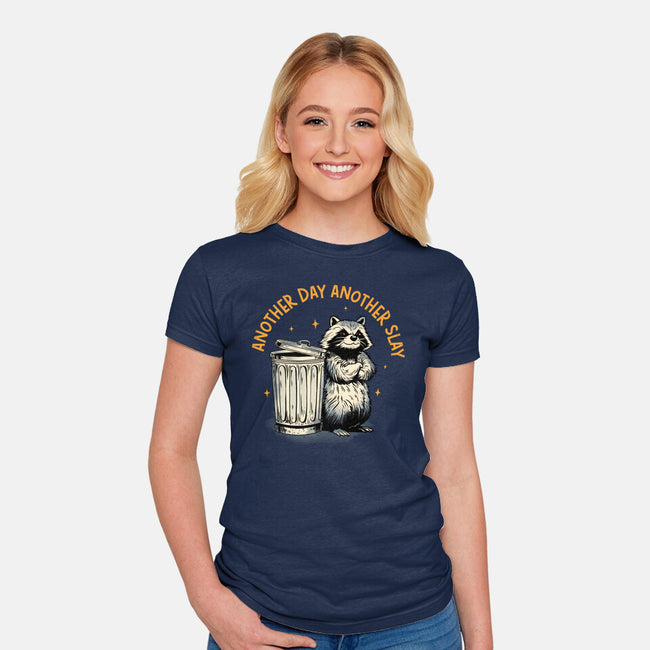 Another Day Another Slay Raccoon-Womens-Fitted-Tee-dandingeroz