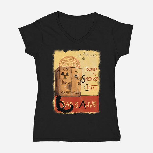 Tournee Du Schrodinger Chat-Womens-V-Neck-Tee-fanfabio