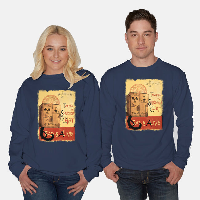 Tournee Du Schrodinger Chat-Unisex-Crew Neck-Sweatshirt-fanfabio