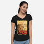 Tournee Du Schrodinger Chat-Womens-V-Neck-Tee-fanfabio