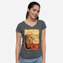 Tournee Du Schrodinger Chat-Womens-V-Neck-Tee-fanfabio