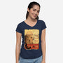 Tournee Du Schrodinger Chat-Womens-V-Neck-Tee-fanfabio