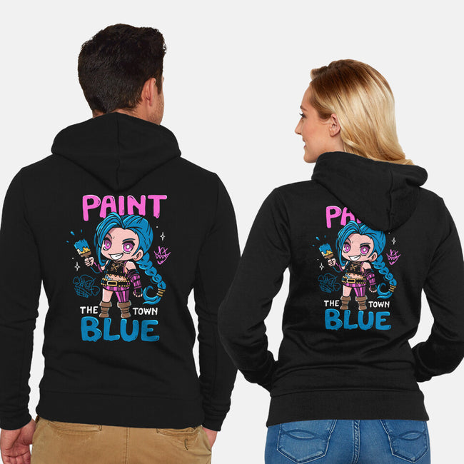 Paint The Town Blue-Unisex-Zip-Up-Sweatshirt-Vallina84