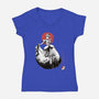 Moonlit Maiden Sumi-e-Womens-V-Neck-Tee-Astrobot Invention